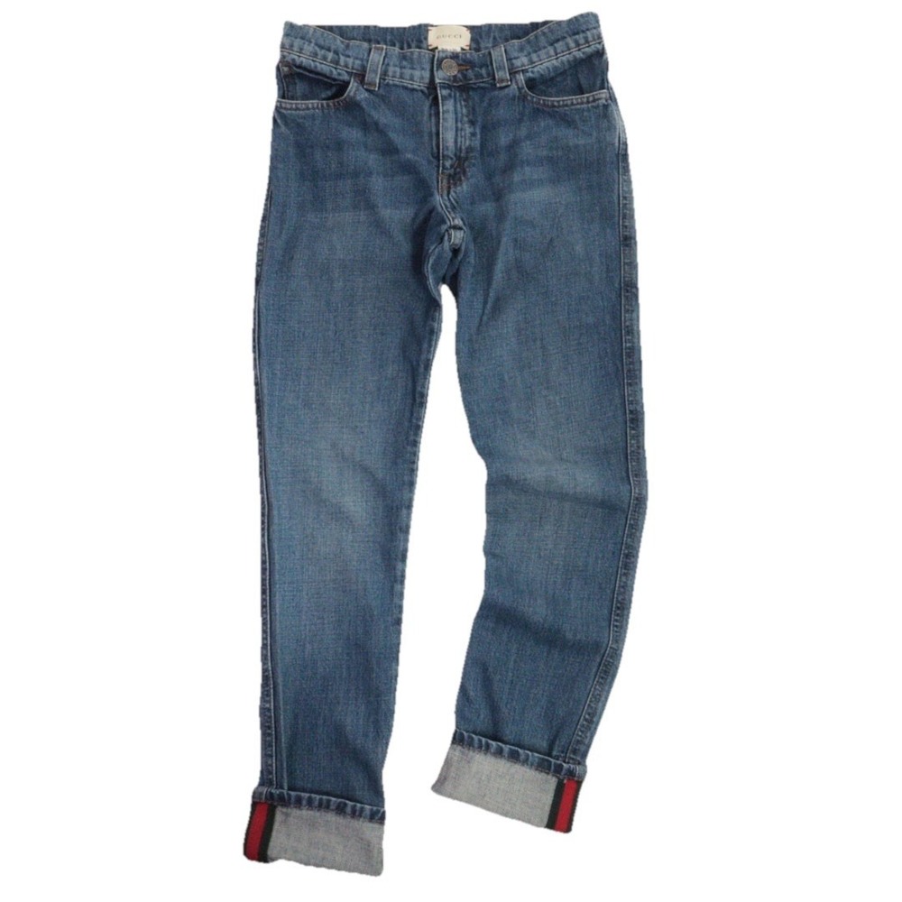 GUCCI Kids Girls Jeans Foldable Ankle Leg Red Stripe Jeans Size 10